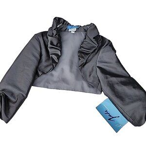 NEW Jada By Jasmine Petites Metallic Grey Platinum Cropped Shrug Jacket Us Sz P6